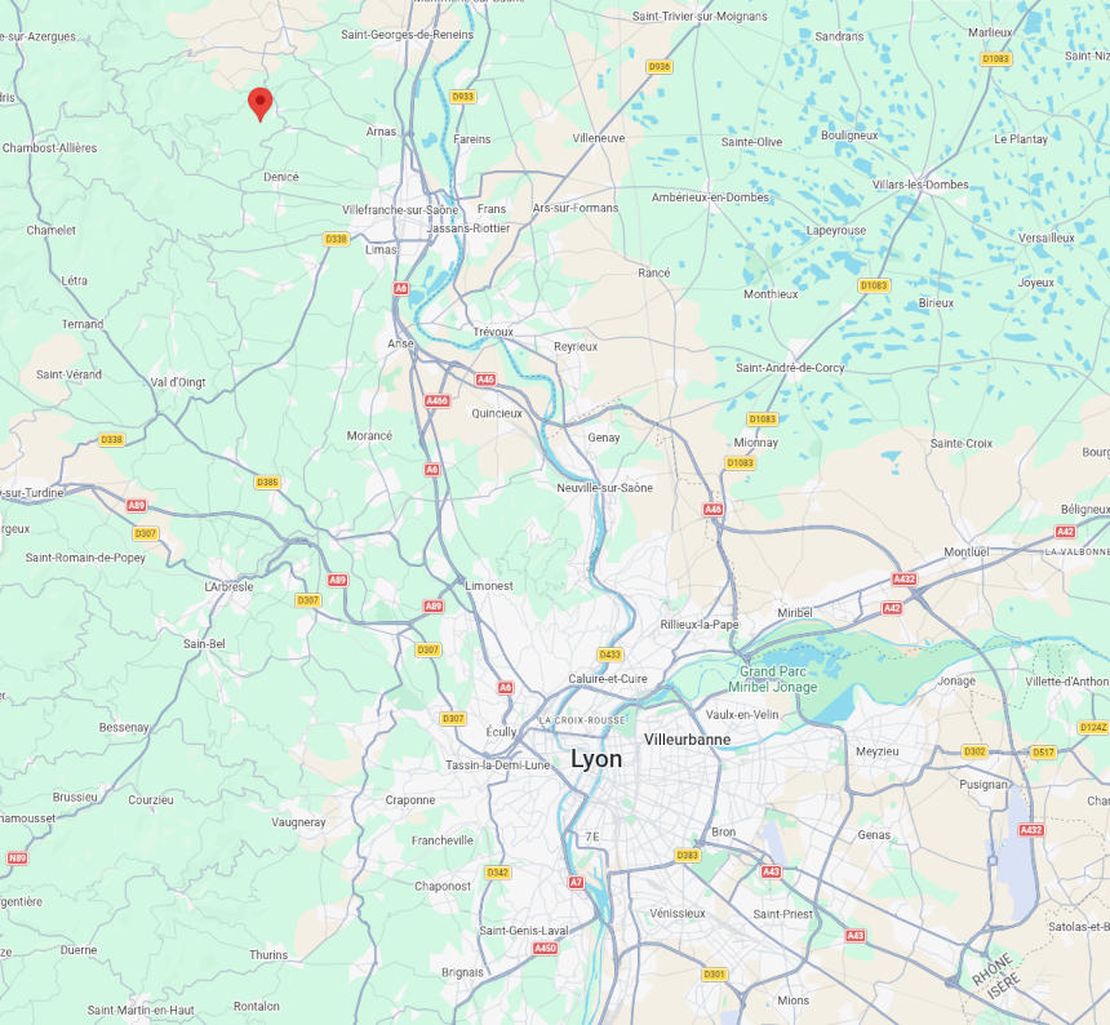 Carte d'accès au terrain airsoft de Blacé, à 40 min de Lyon
