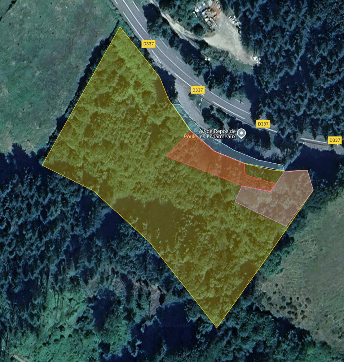 Vue du terrain forestier airsoft du Col des Échameaux